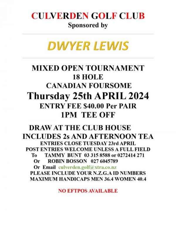 Culverden Mixed Open